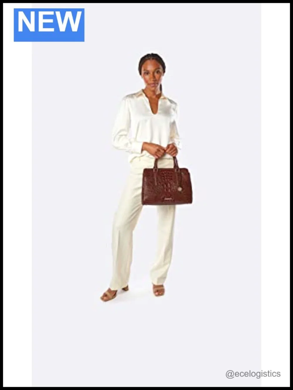 Small Leather Satchel with Zip Top and Adjustable Strap